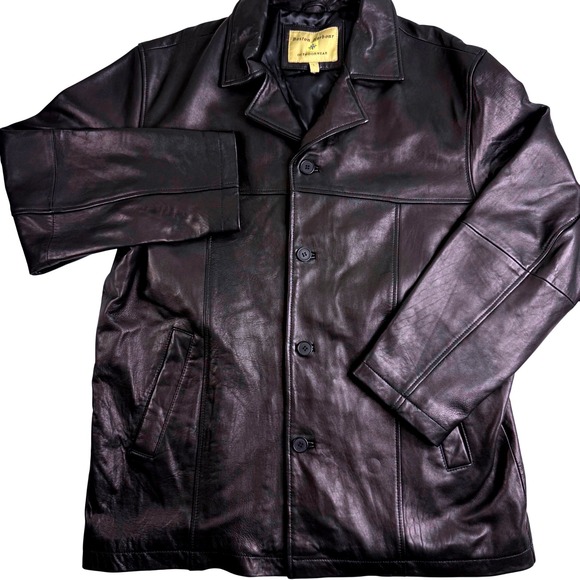 Boston Harbour Outdoorwear Other - Boston Harbour Outdoorwear Mens Black Leather Button Front Car Coat Jacket L